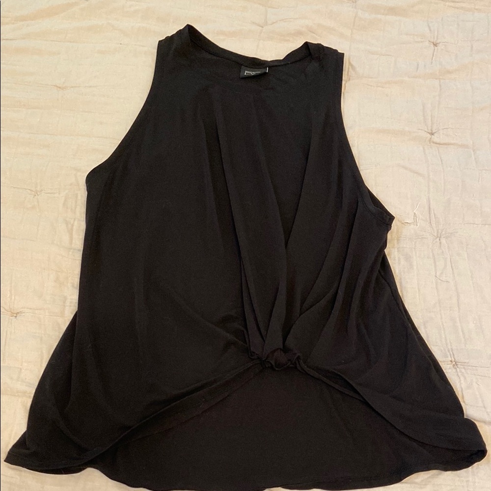 DYI Black Muscle Tee with Tie Front